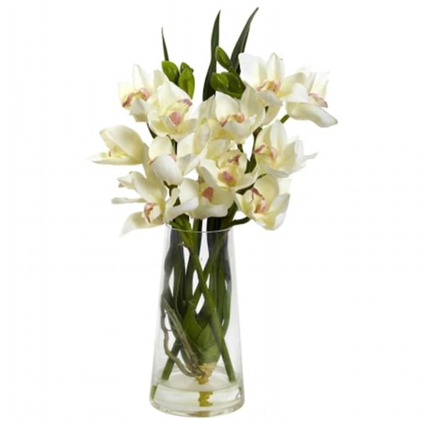 Nearly Natural Cymbidium Orchid With Vase 4992 - main
